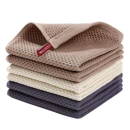 Cotton Towel Soft Absorbent Dishcloth Kitchen Dish Rags Honeycomb Breathable Face Wash Towel Household Cleaning Cloth Wash Cl