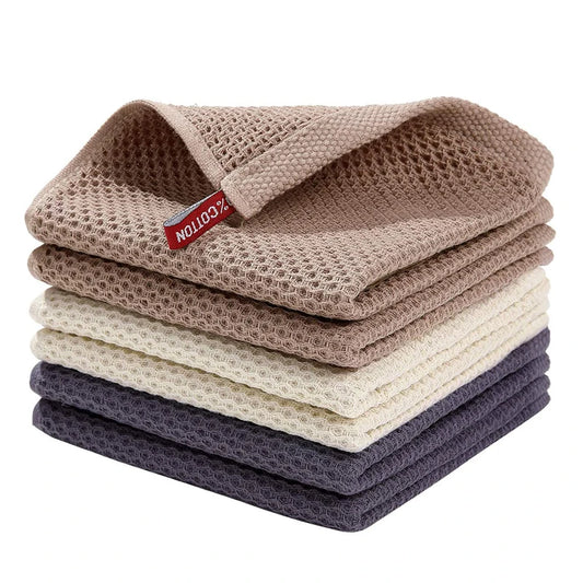Cotton Towel Soft Absorbent Dishcloth Kitchen Dish Rags Honeycomb Breathable Face Wash Towel Household Cleaning Cloth Wash Cl