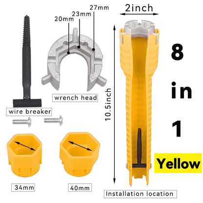 8 In 1 Flume Wrench Anti-slip Kitchen Sink Repair Tools Bathroom Faucet Assembly Key Plumbing Installation Wrench - 8 in 1 YE