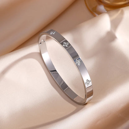 ZAKOL 5/1pcs Sparkling Zirconia Inlaid Stainless Steel Bracelet Set for Women Stackable Bangles Fashion Non Fading Jewelry Gi