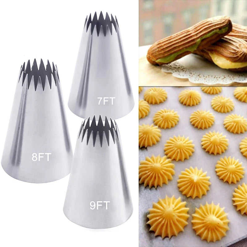 7FT 8FT 9FT Cake Decorating Tips Set Russian Open Star Piping Nozzles Tips Cupcake Cookies Icing Piping Pastry Nozzles