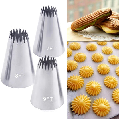7FT 8FT 9FT Cake Decorating Tips Set Russian Open Star Piping Nozzles Tips Cupcake Cookies Icing Piping Pastry Nozzles