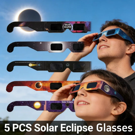 5PCS Solar Eclipse Glasses Anti-uv Glasses Safe Direct Sun Viewing Random Color Paper Frames for Adults Kids Watch Solar Ecli