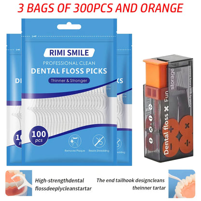 (Affordable) 50/100/300 PCS-RIMI Smile Floss - Comes with Automatic Floss Box - Convenient to Carry When Going Out - 300PCS A
