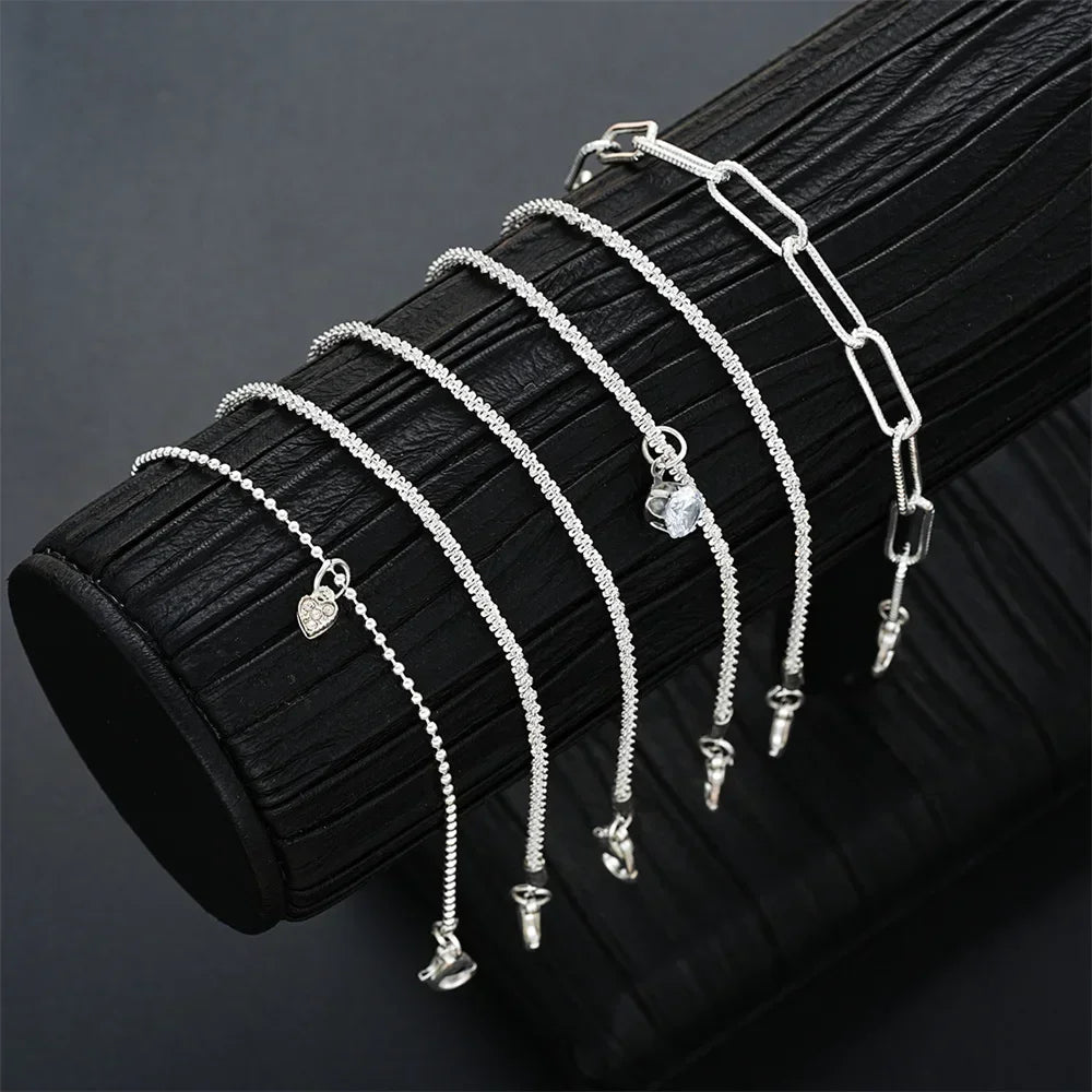 6Pcs 925 Sterling Silver Rhinestone Bracelets for Women Girls Luxury Korean Sparkling Starry Sky Charm Bracelets Party Jewelr