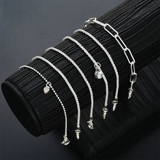6Pcs 925 Sterling Silver Rhinestone Bracelets for Women Girls Luxury Korean Sparkling Starry Sky Charm Bracelets Party Jewelr