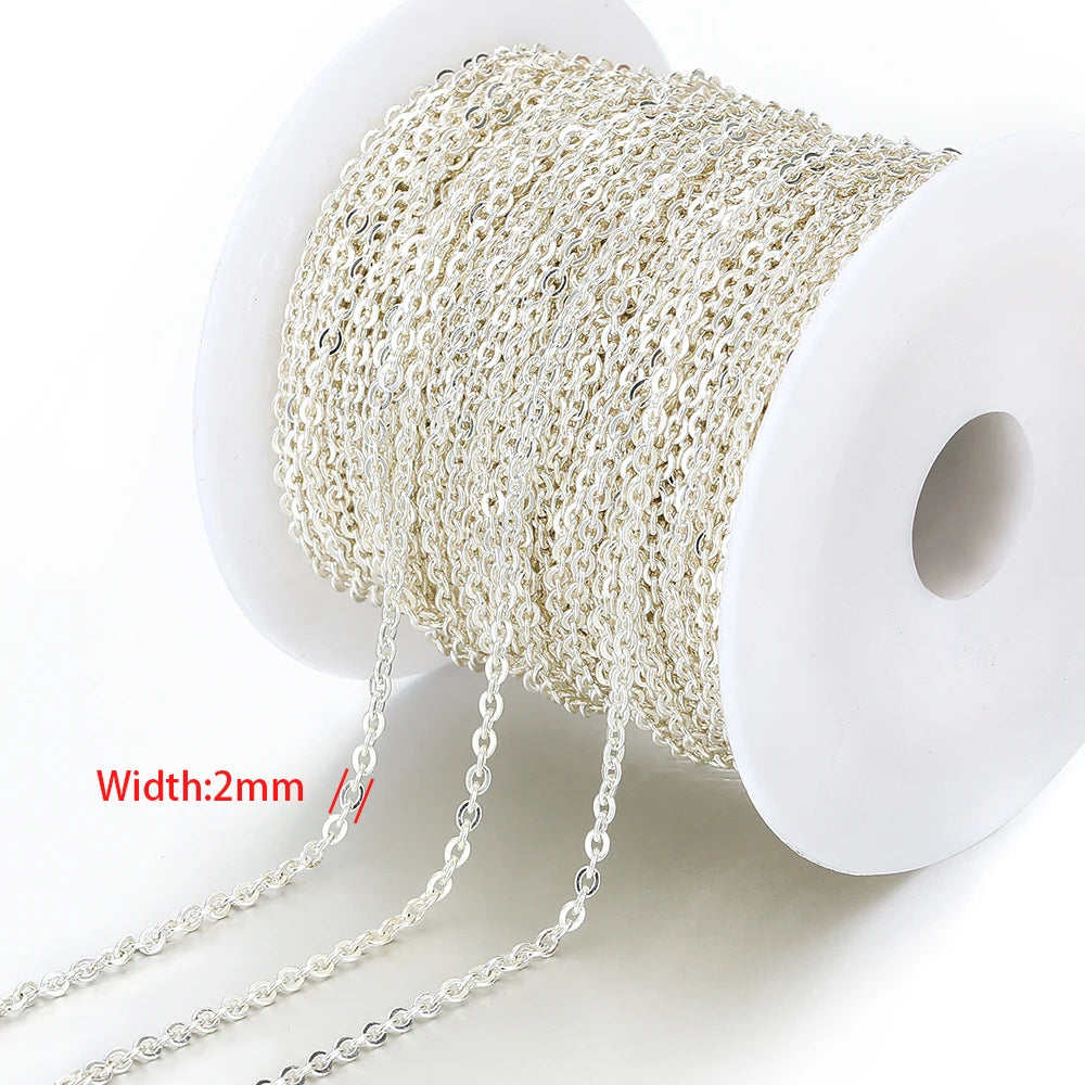 2 Meters No Fade Stainless Steel 1/1.5/2mm Width Cross Chains Link Chains for Necklaces Bracelets Findings DIY Jewelry Materi