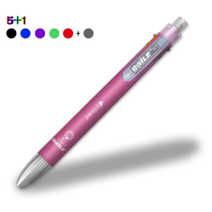 6 In 1 Multicolor Ballpoint Pens 5 Colors Ball Pen 1 Automatic Pencil With Eraser For School Office Writing Supplies Statione