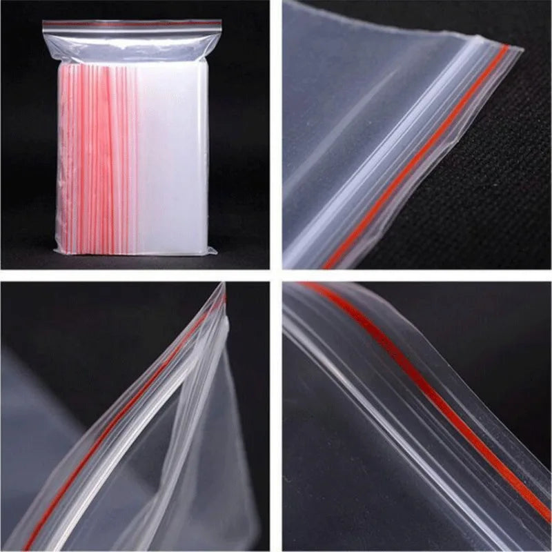 500/100pcs Self Sealed Bags Plastic Storage Bag for Jewelry Food Pills Transparent Zipper Storage Bag Package Pouches