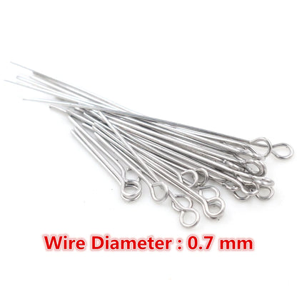 No Fade 100pcs/Lot 20 30 35 40 70 mm Stainless steel Eye Pins Findings Eye Head Pins For Jewelry Making DIY Supplies Accessor