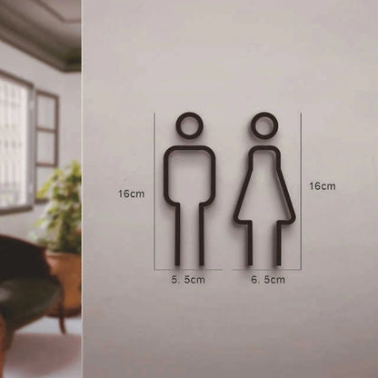 Funny Bathroom Signs for Men Women Creative 2D Flat Restroom Door Decor Restaurant Hotel Cafe Toilet Signage Wall Sticker - B