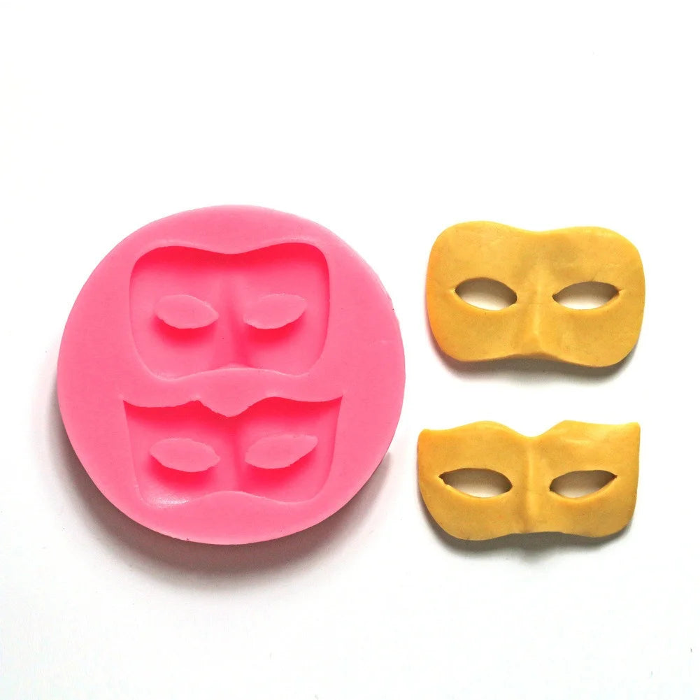 DIY Sugarcraft Mask Silicone Mold Fondant Mould Cake Decorating Tools Chocolate Gumpaste Molds Cupcake Baking Tools - B
