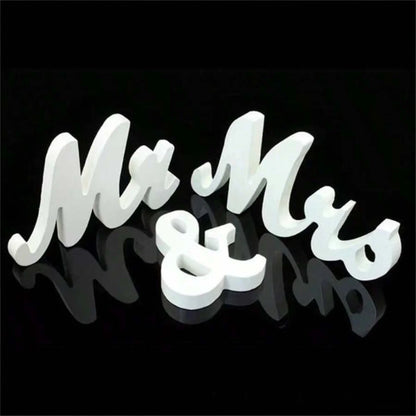 3pcs/set Wooden Mr & Mrs Sign Decoration For Wedding Party, Ceremony Check-In Desk, Dining Table, Suitable For Home, Hotel De