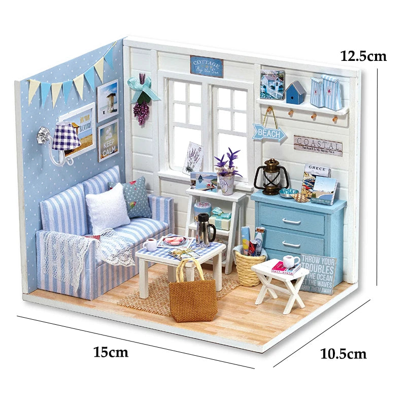 Kitten Mini Doll House 3D Puzzle Assembly Model Building Kit Creative Room Bedroom Decoration With Furniture Wooden Crafts Gi