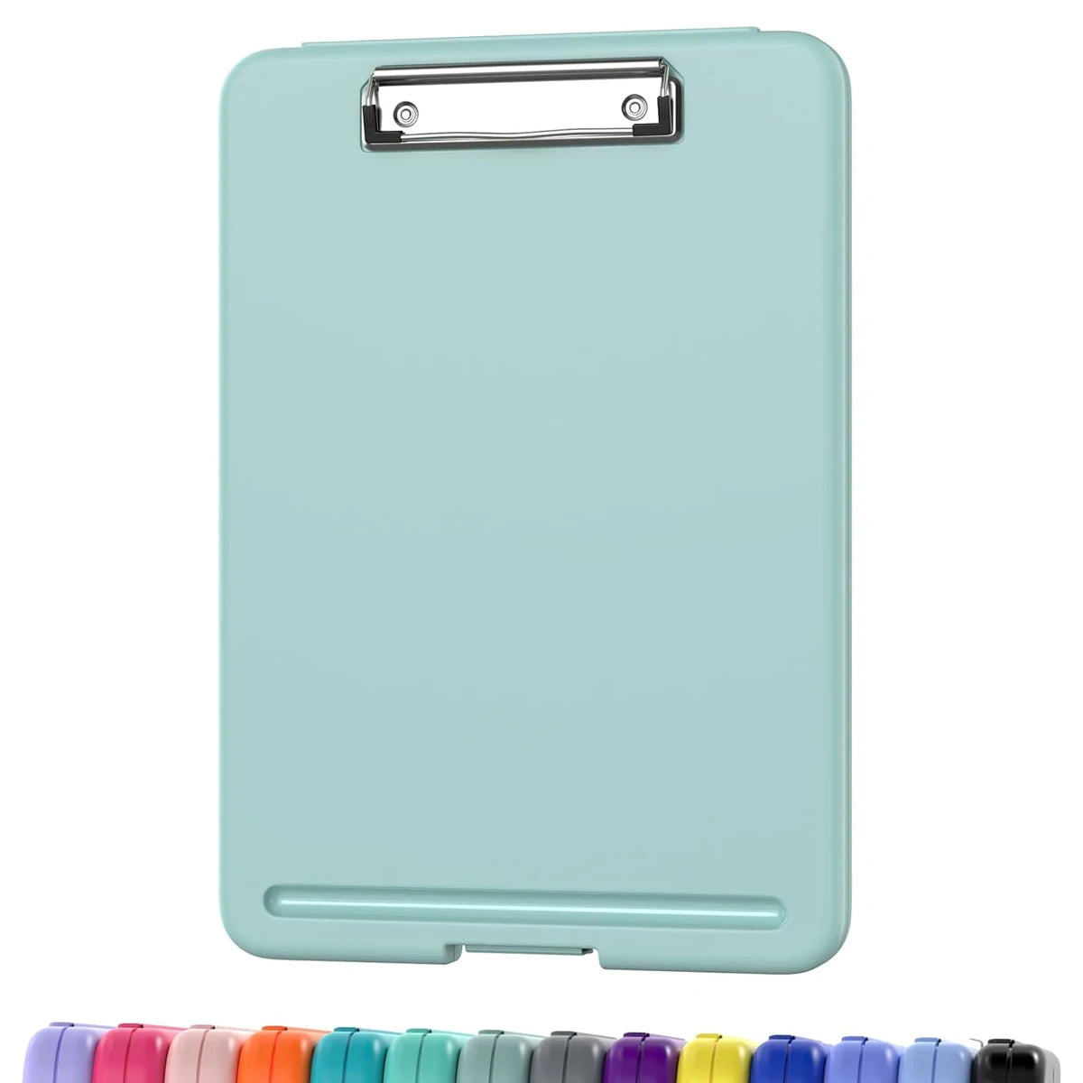 Clipboard with Storage (Multiple Colors Available) with Low Profile Clip, 9.5 x 13 Inch Sturdy Portable Writing Board, Foldab