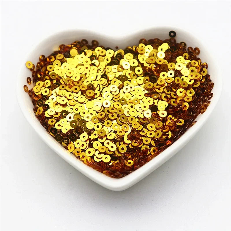 10g Solid Color Sequins Flat Round Pvc Clothing and Shoes Accessories DIY Hand-embroidered Flat Pieces 3mm 4mm 5mm 6mm - gold