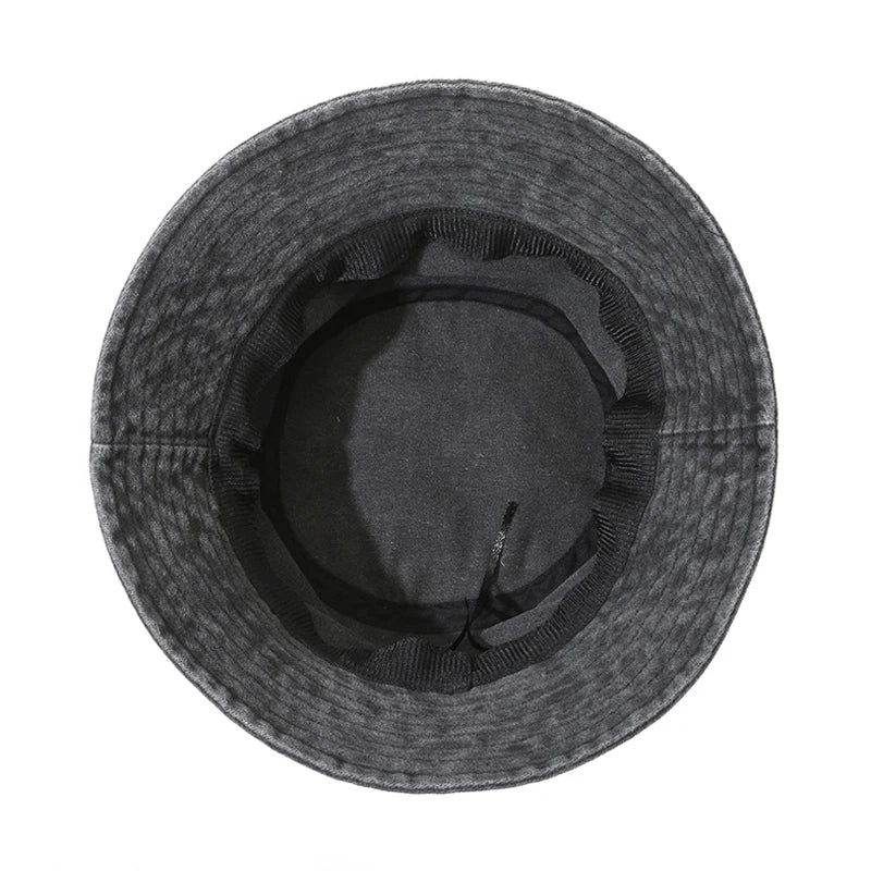 Vintage Washed Bucket Hat Fish Logo Sun Protection Outdoor Casual Hat for Men Women Bucket Hats