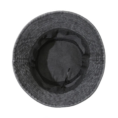Vintage Washed Bucket Hat Fish Logo Sun Protection Outdoor Casual Hat for Men Women Bucket Hats