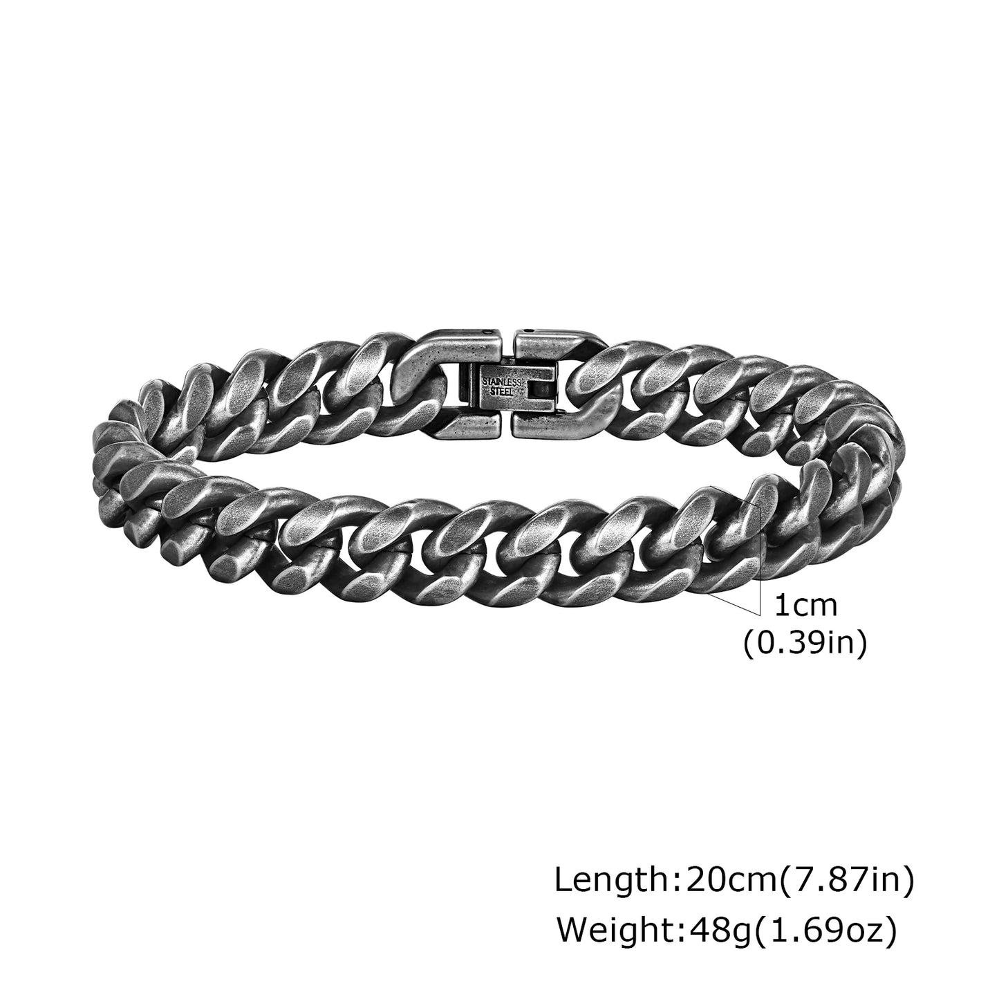 Vintage Chain Bracelets for Men Boys,Byzantine Stainless Steel Braided Link Wristband,Retro Jewelry Birthday Father Gifts - B