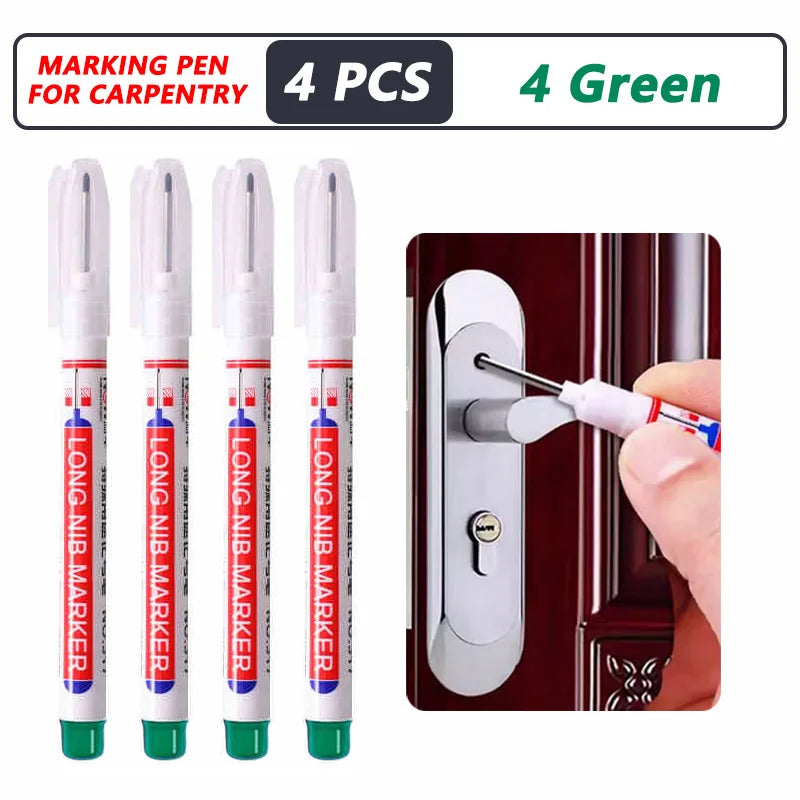 iLMH 4-40Pcs Deep Hole Long Nib Head Marker For Metal Perforating Pen Waterproof Bathroom Woodworking Decor Multi-Purpose Too