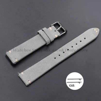 Vintage Genuine Suede Leather Watchband 14mm 16mm 18mm 20mm 22mm for Omega for Seiko Handmade Bracelet Quick Release Watch St