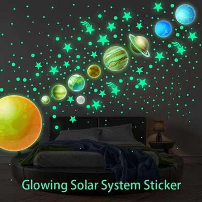 PVC Stars Wall Stickers DIY Glow in The Dark Luminous Planet Wall Decals Fluorescent Star Stickers Home Decoration