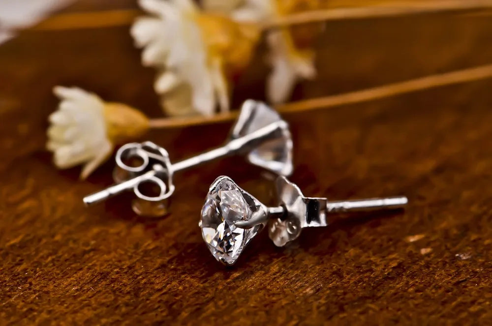 Crystal Zircon Real 925 Sterling Silver Earrings Channel Cubic Zirconia Silver Stud Earrings for Women Sterling Silver Jewelr