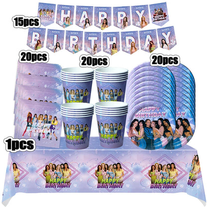 New Katseye Birthday Decoration Superstar Party Favors Stickers Poster Balloons Backdrop Banner Cake Decoration Baby Showe Gi