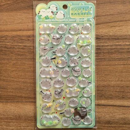 4 Pcs/Set Shiny Crystal Decorative Stickers - Cute Animal & Flower Embellishments for Journal DIY BulingBulingStickers Store