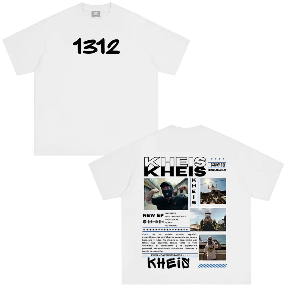 Rapper KHEIS Album Tour Graphics T-shirt Men Women Fashion Hip-hop T-shirts Short-sleeved Loose Casual Cotton Comfort T-shirt
