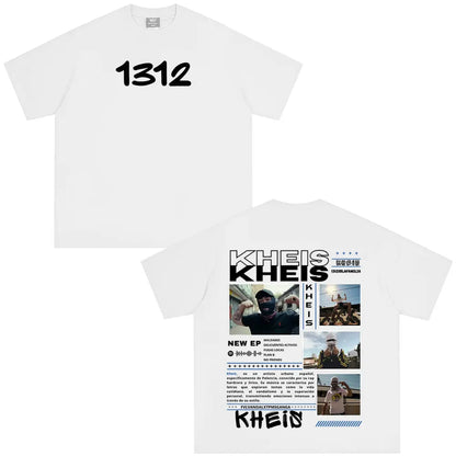 Rapper KHEIS Album Tour Graphics T-shirt Men Women Fashion Hip-hop T-shirts Short-sleeved Loose Casual Cotton Comfort T-shirt