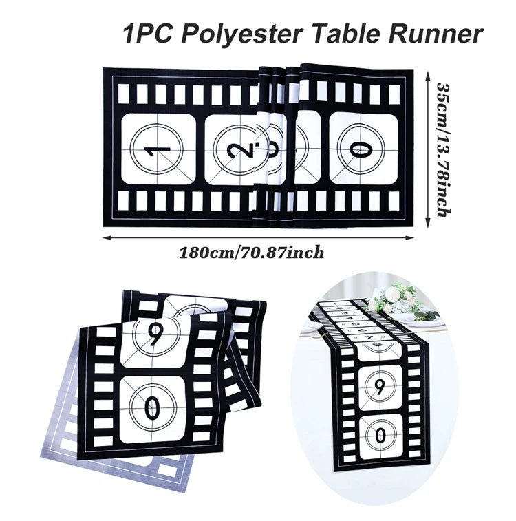 Movie Night Table Runner Red Movie Theme with Gold Star Design Movie Night Red Carpet Decoration for Movie Night Party Decor