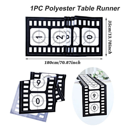 Movie Night Table Runner Red Movie Theme with Gold Star Design Movie Night Red Carpet Decoration for Movie Night Party Decor 