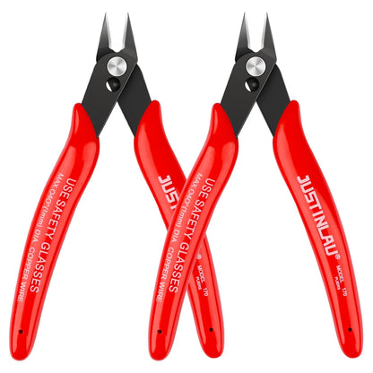 2Pcs Mini Nose Cutting Plier Electrical Wire Cable Cutter Metal Side Snips Flush Pliers Convenient Durable Tool - Red