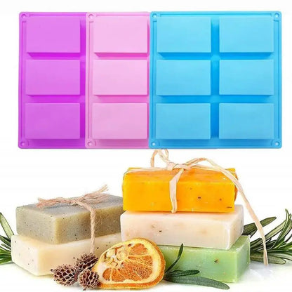 Newest 6 Grids Rectangle Silicone Soap Making Molds DIY Chocolate Mousse Cake Bakeware Ice Cream Mould Tools Birthday Gifts 2