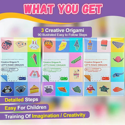 Origami Kit with 30/96 Sheets Paper & Guide Book, DIY Craft Art for Beginners kids，Multiple difficulty level challenges
