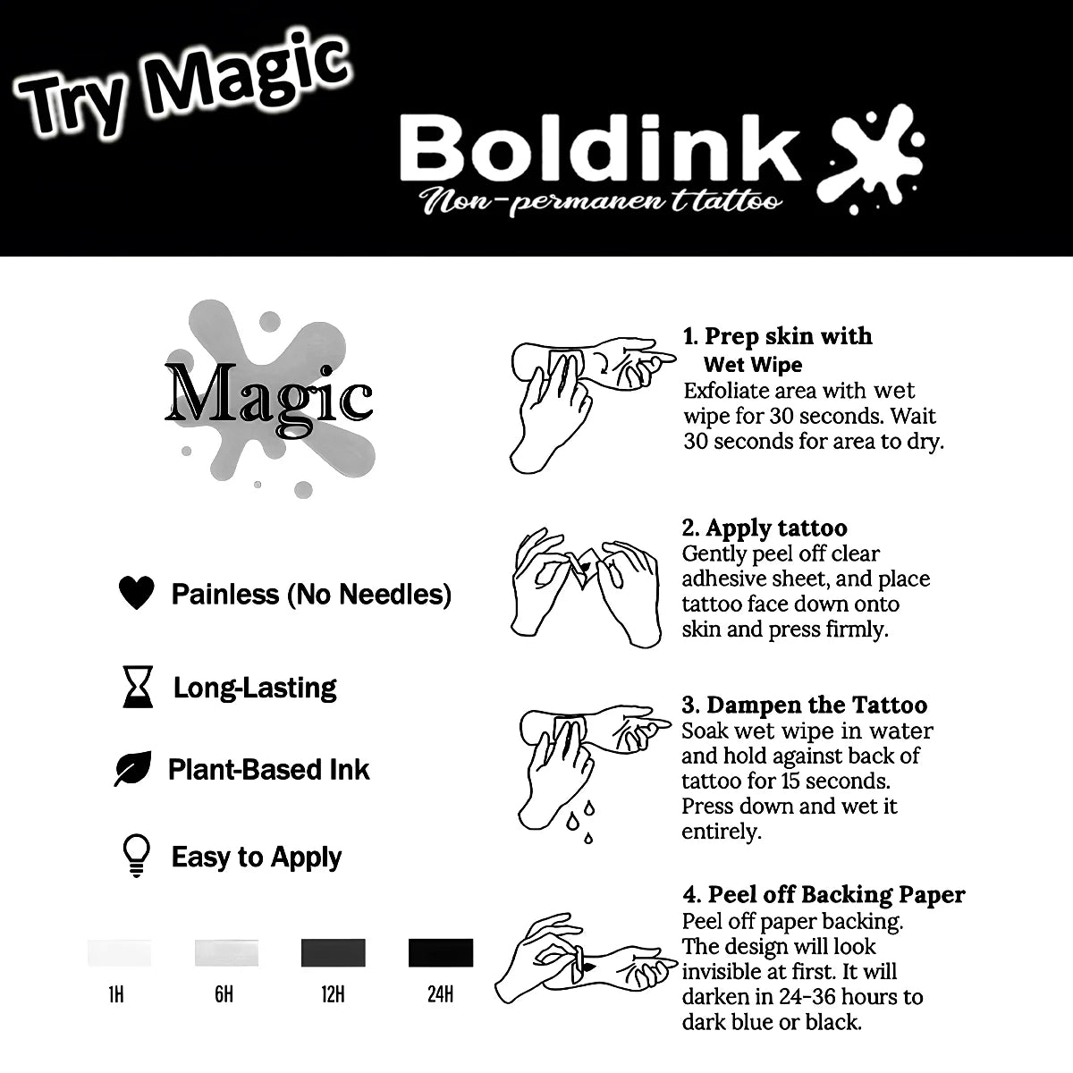 Dinosaurs Temporary Tattoo,Lasts To 15 Days New Technology Magic Waterproof Semi Permanent Sticker.