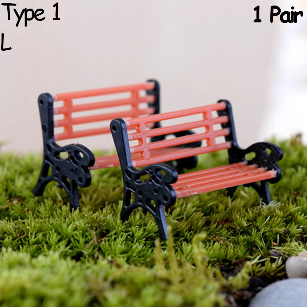 3pcs Table Chairs Miniature Set Mini Fairy Garden Furniture Ornaments Kit for Dollhouse Accessories Home Micro Landscape - St