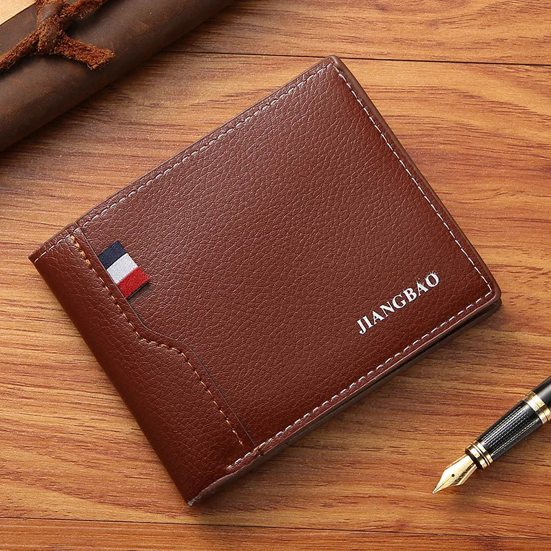 Men Short Bifold Faux Leather Masculina Billetera Credit ID Card Holder Wallet Billfold Purse Clutch Solid Hombre Business Sl