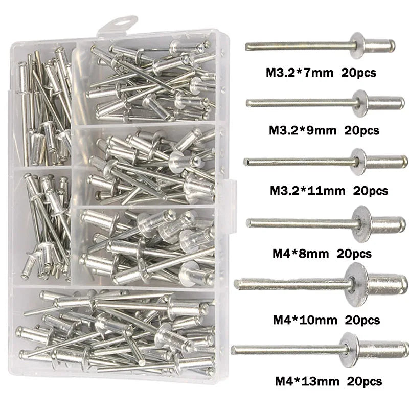 Professional Hand Riveter Gun 120pcs Heavy Duty Blind Rivet Pliers Set for Automotive and Home DIY Projects - Only 120PCS Riv