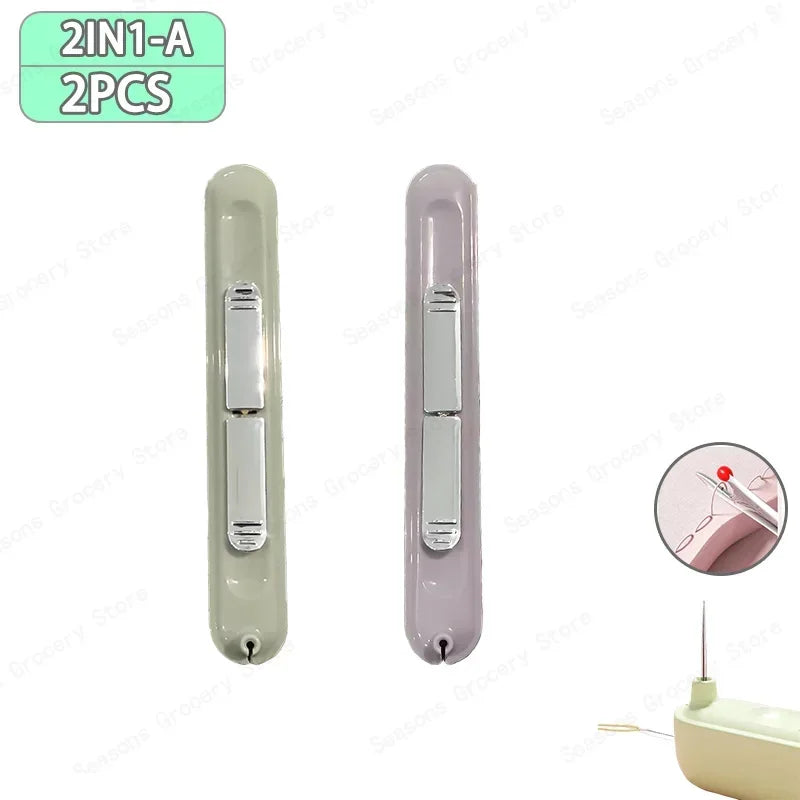 2 In 1 Needle Threader and Seam Ripper Tool Multifunctional Sewing Thread Remover Cross Stitch Crafting Accessories Easy Use 