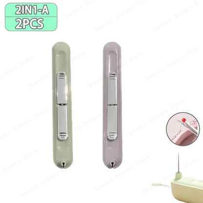 2 In 1 Needle Threader and Seam Ripper Tool Multifunctional Sewing Thread Remover Cross Stitch Crafting Accessories Easy Use 