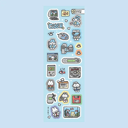 Korean Cartoon Cute Kawaii Graffiti Hand Drawn Rabbit Sticker Hand Account Photo Planner Diary Scrapbook DIY Decorative Stick