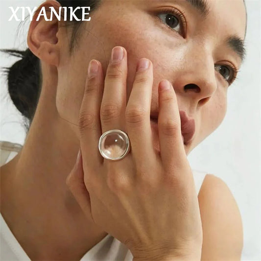 XIYANIKE Elegant Transparent Crystal Adjustable Finger Rings For Women Girl Fashion New Jewelry Gift Party кольцо