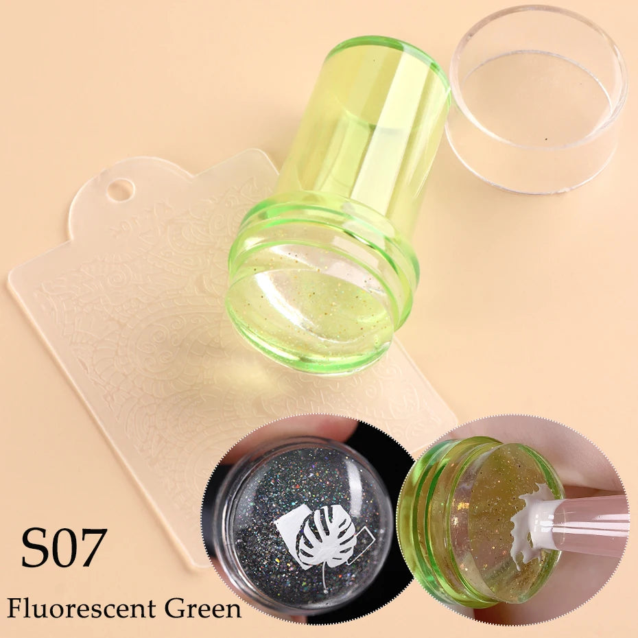 1pc Transparent Silicone Nail Art Stamping Kit French Design For Manicure Plate Stamp Polish Seal Two Side Stamper Scraper To