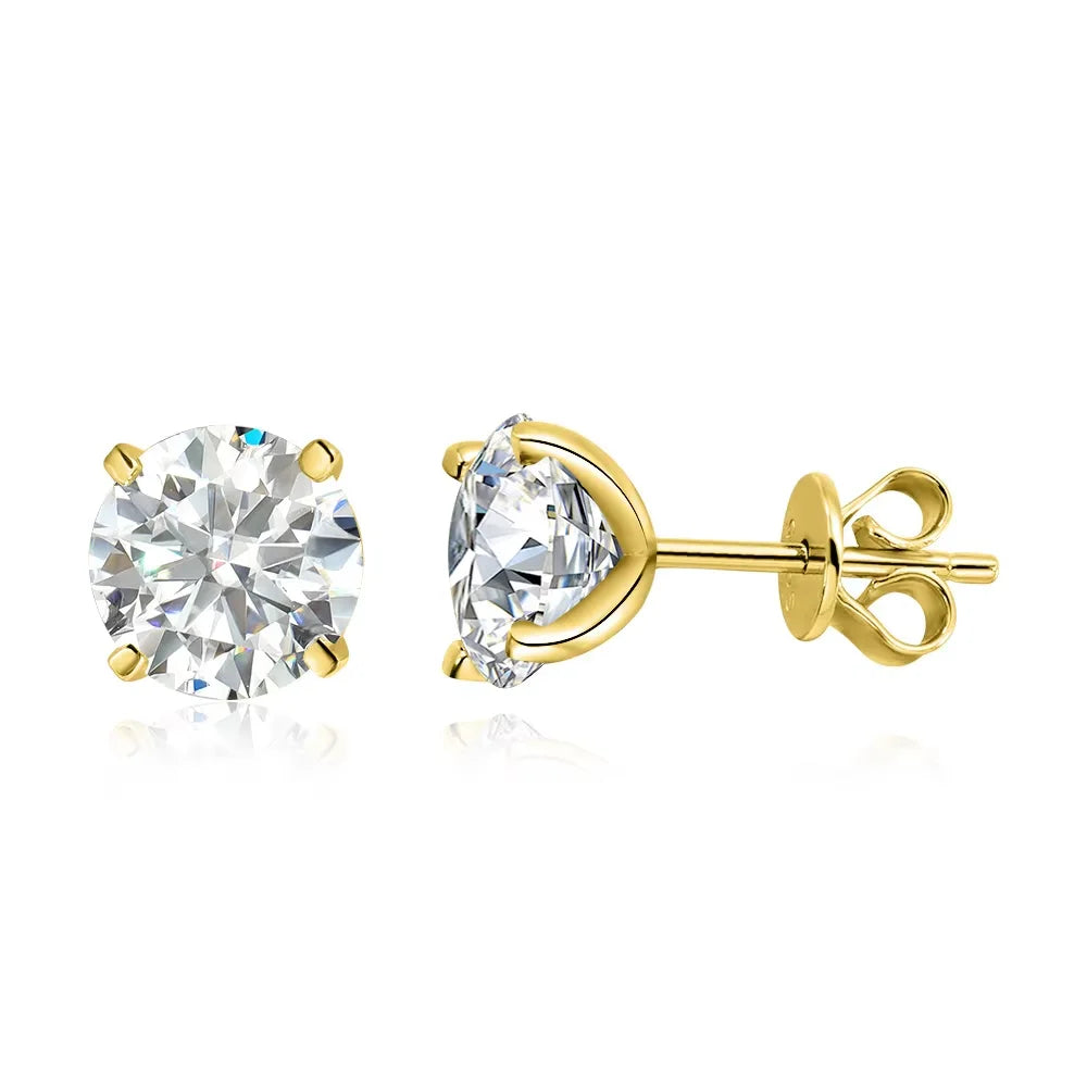 Smyoue 0.2-3CT Rose Gold Color Moissanite Stud Earrings for Women Sparkling Classic Wedding Lab Diamond Earring Pure 925 Silv