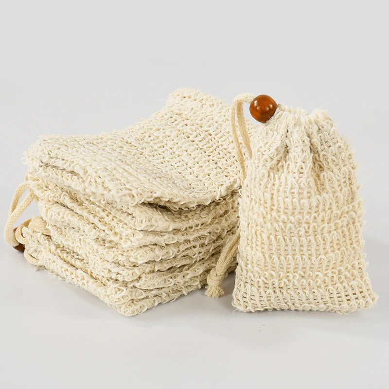 5-50pcs Natural Sisal Soap Bags Shower Bath Exfoliating Soap Saver Pouch Holder for Bath & Shower Use Soap Packaging Mesh Bag