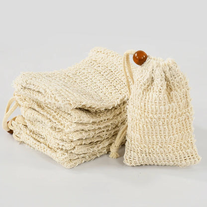 5-50pcs Natural Sisal Soap Bags Shower Bath Exfoliating Soap Saver Pouch Holder for Bath & Shower Use Soap Packaging Mesh Bag