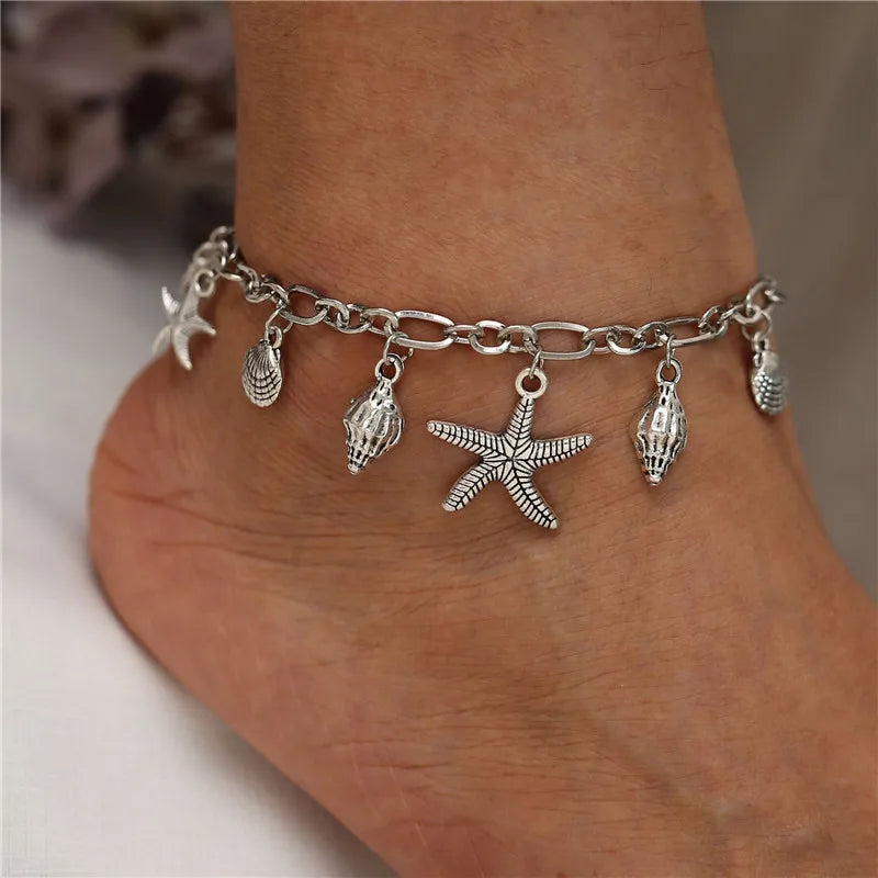 Bohemia Shaped Anklets for Women Foot Jewelry Summer Beach Barefoot Bracelet Ankle on Leg Chian Ankle Strap Accessories - 504