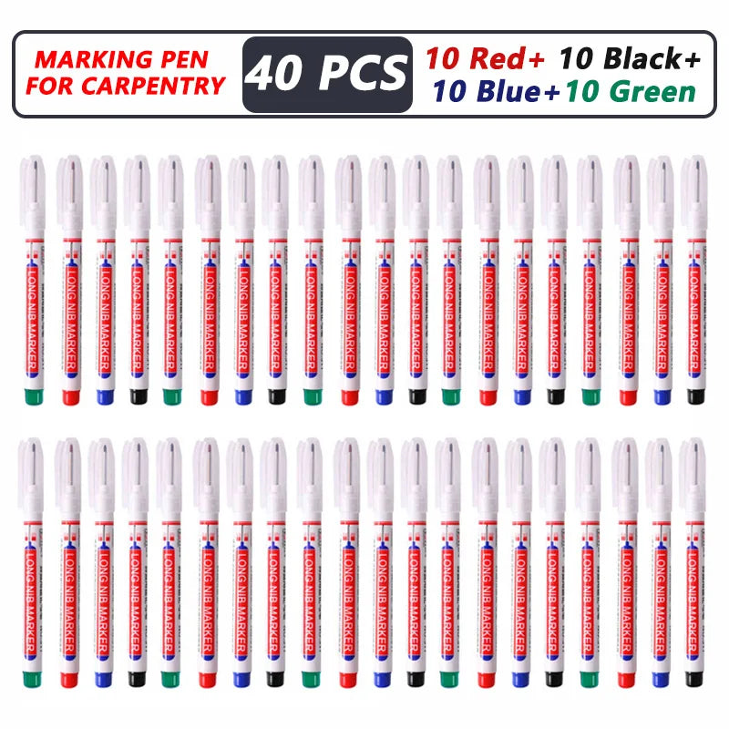 iLMH 4-40Pcs Deep Hole Long Nib Head Marker For Metal Perforating Pen Waterproof Bathroom Woodworking Decor Multi-Purpose Too